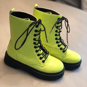 bright yellow combat boots